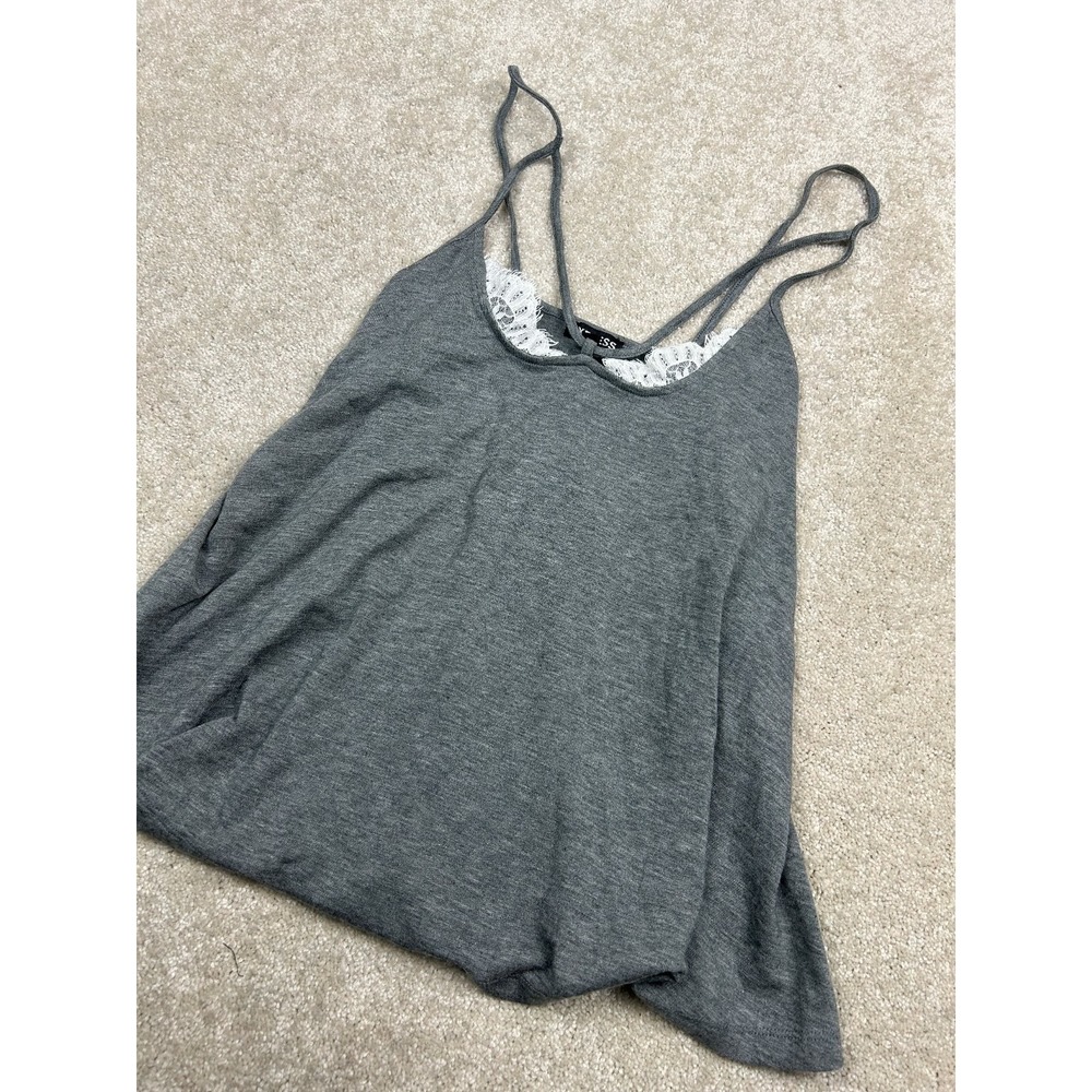 EXPRESS Cami Top Women's Gray S Lace Trim Modal Blend‎ Spaghetti Strap